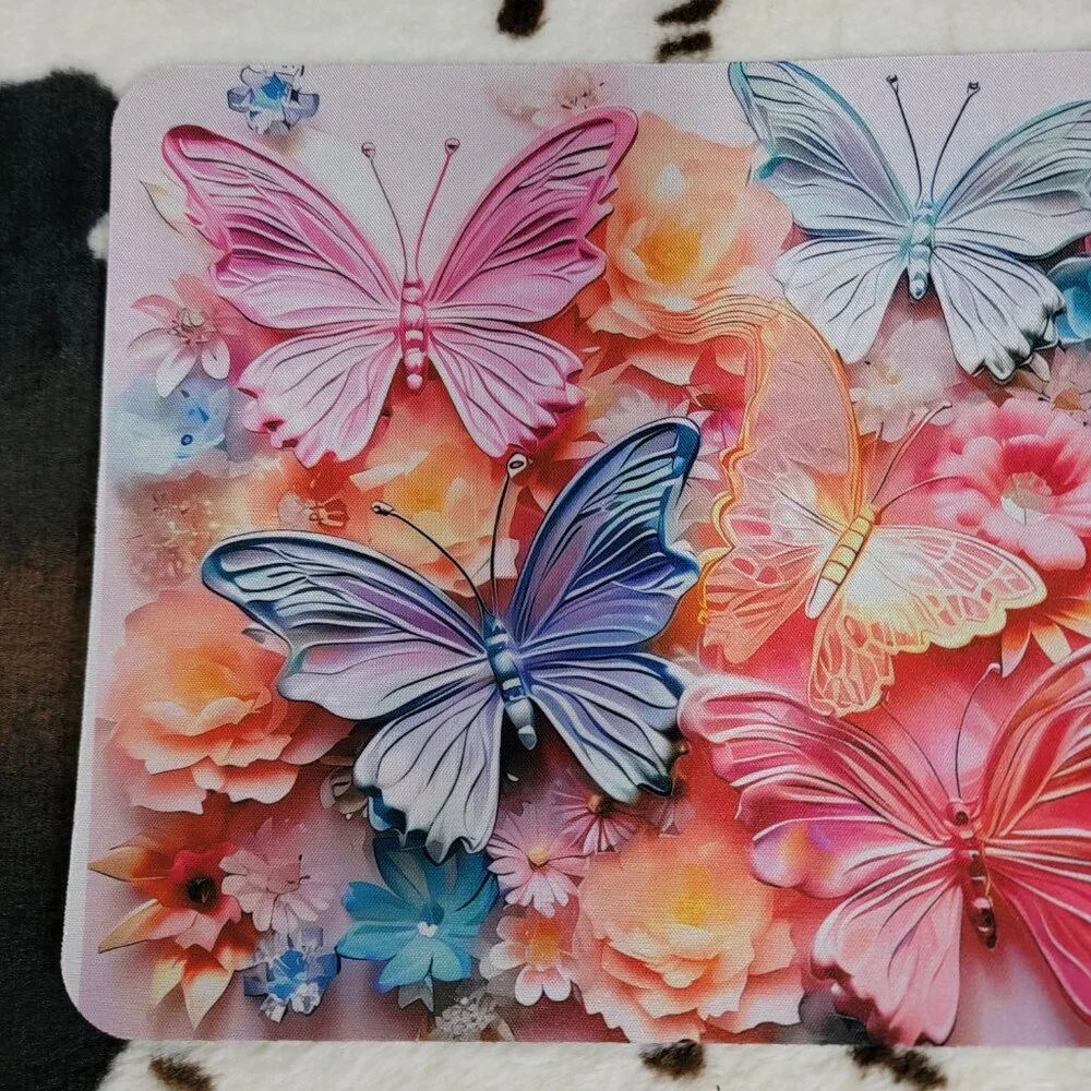 Pastel Butterfly Non Slip Custom Mouse Pad